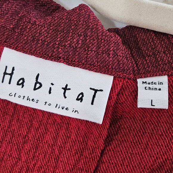 Habitat Clothes To Live In Tunic Top Size Large Red Textured Detail Button Boho - Picture 7 of 11